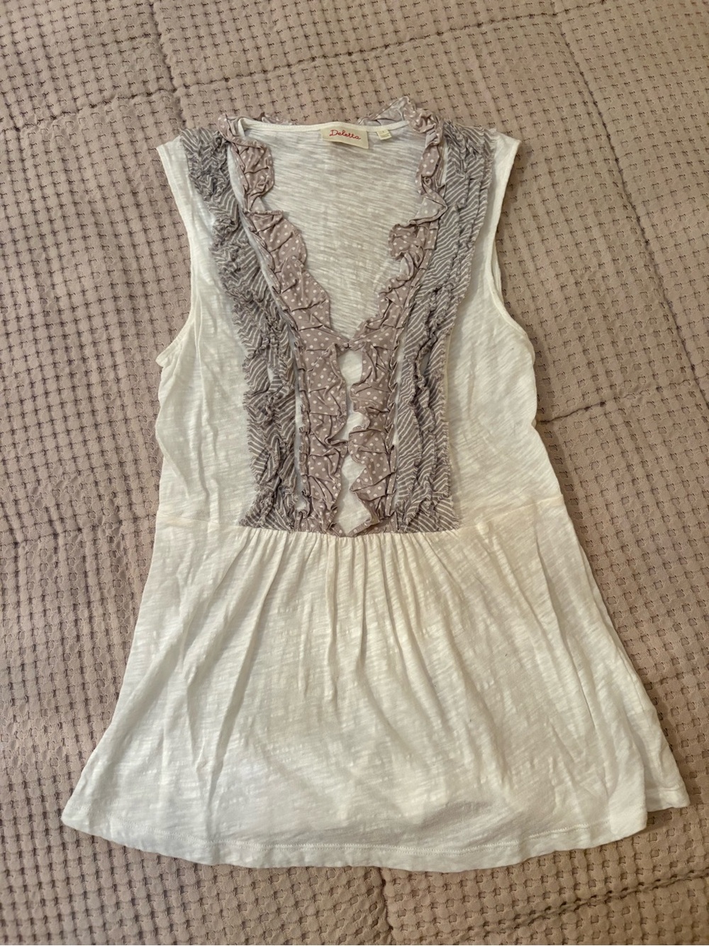 White Sleeveless Ruffle Top